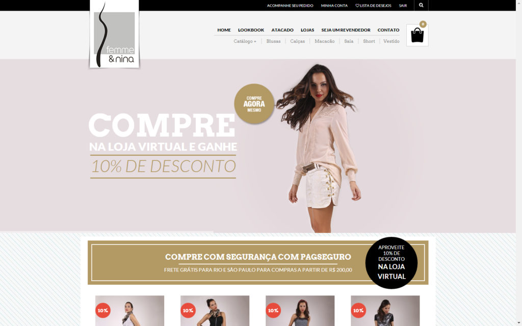 Site Femme & Nina - Loja de roupas femininas