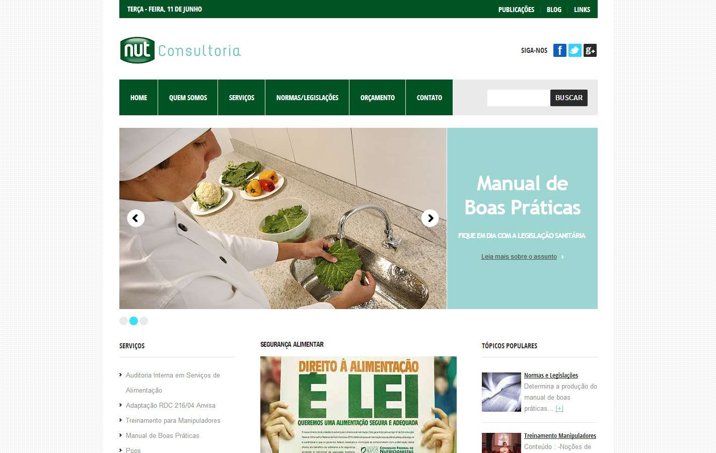 Site Nut Consultoria - Consultoria e assessoria, atendendo restaurantes, hoteis, cozinhas industriais, padarias, bares e afins