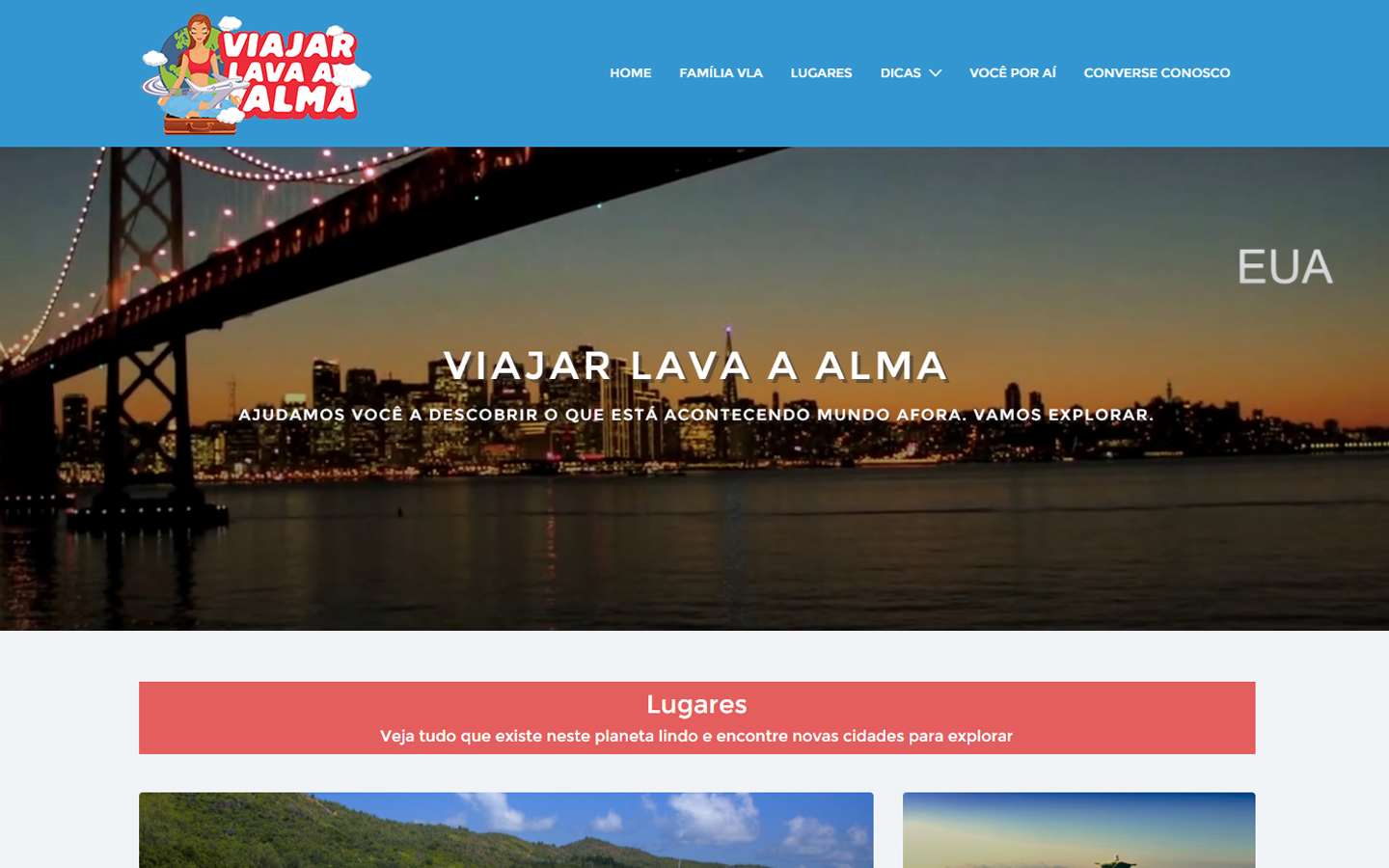 Site Viajar Lava a Alma - Uma família que ama viajar